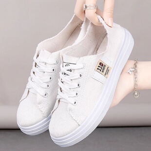 女鞋 女生2026新款 帆布鞋 韩版 潮 春夏季 透气平底学生百搭板鞋 小白鞋