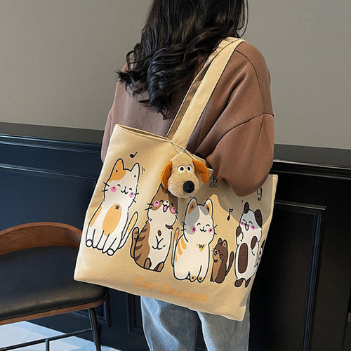 帆布包2025新款女手提布袋子大容量拎书袋初中学生单肩包上班通勤