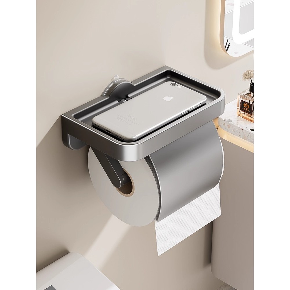 卫生间吸盘纸巾盒壁挂免打孔浴室厕纸盒抽纸卷纸卫生纸收纳置物架