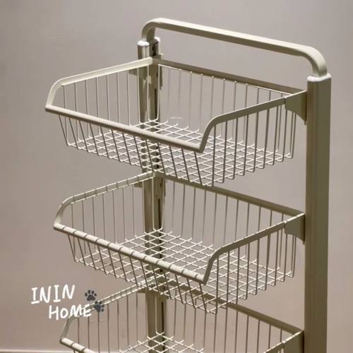 白色系厨房置物架小推车家用多层蔬菜架水果架家居好物落地储物架