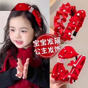 儿童发箍女童红色新款 新年头饰女宝宝公主气质发卡头箍小女孩头箍