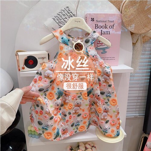 女童洋气连衣裙2026新款女孩印花薄款甜美公主裙中大女童背心睡裙