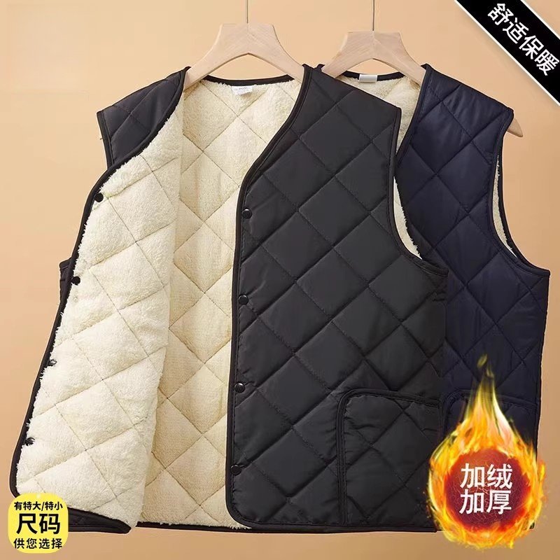 中老年人棉马甲男士2025冬季新款加绒加厚口袋坎肩爷爷保暖棉背心
