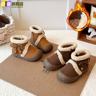 男女孩保暖棉靴子中小童宝宝外穿勃肯鞋 儿童加绒二棉鞋 女童秋冬季