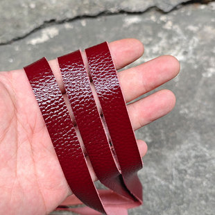 酒红亮光头层纯牛皮0.7mm薄牛皮手把带条缠弹弓车把纯牛皮条真皮