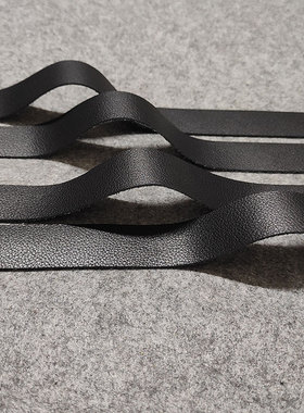 进口黑色粒面头层牛皮长皮条皮具护理真皮料鱼竿弹弓把手缠皮1.5