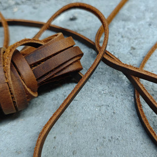 牛皮绳手工diy皮绳饰品挂绳纯皮材料手链项链编织缠握把头层牛皮