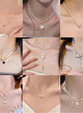 ins风复古珍珠项链女百搭小众高级感串珠锁骨链新款气质配饰批发