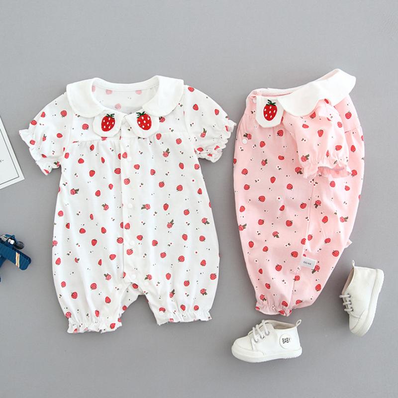 婴幼儿服饰新生儿婴儿连体衣女宝宝哈衣连体爬服短袖夏季夏装衣服