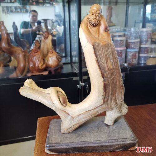 太行崖柏手工雕刻达摩客厅摆件