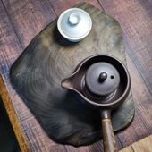 阴沉金丝楠原木新中式 茶室客厅天然随型木雕干泡台茶盘底座摆件