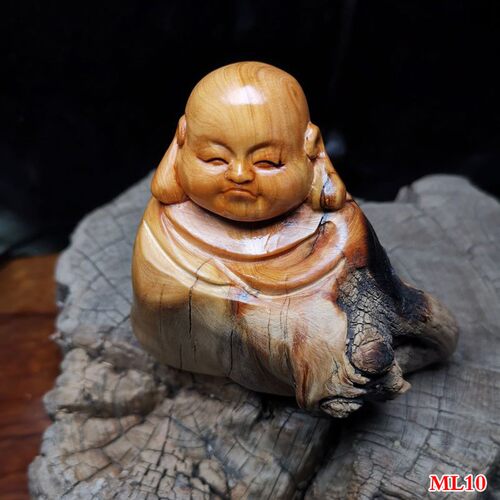 太行崖柏老料手雕弥勒手把件摆件