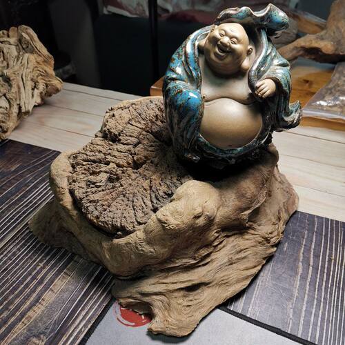 千年风化香杉木瘤干泡台茶盘底座