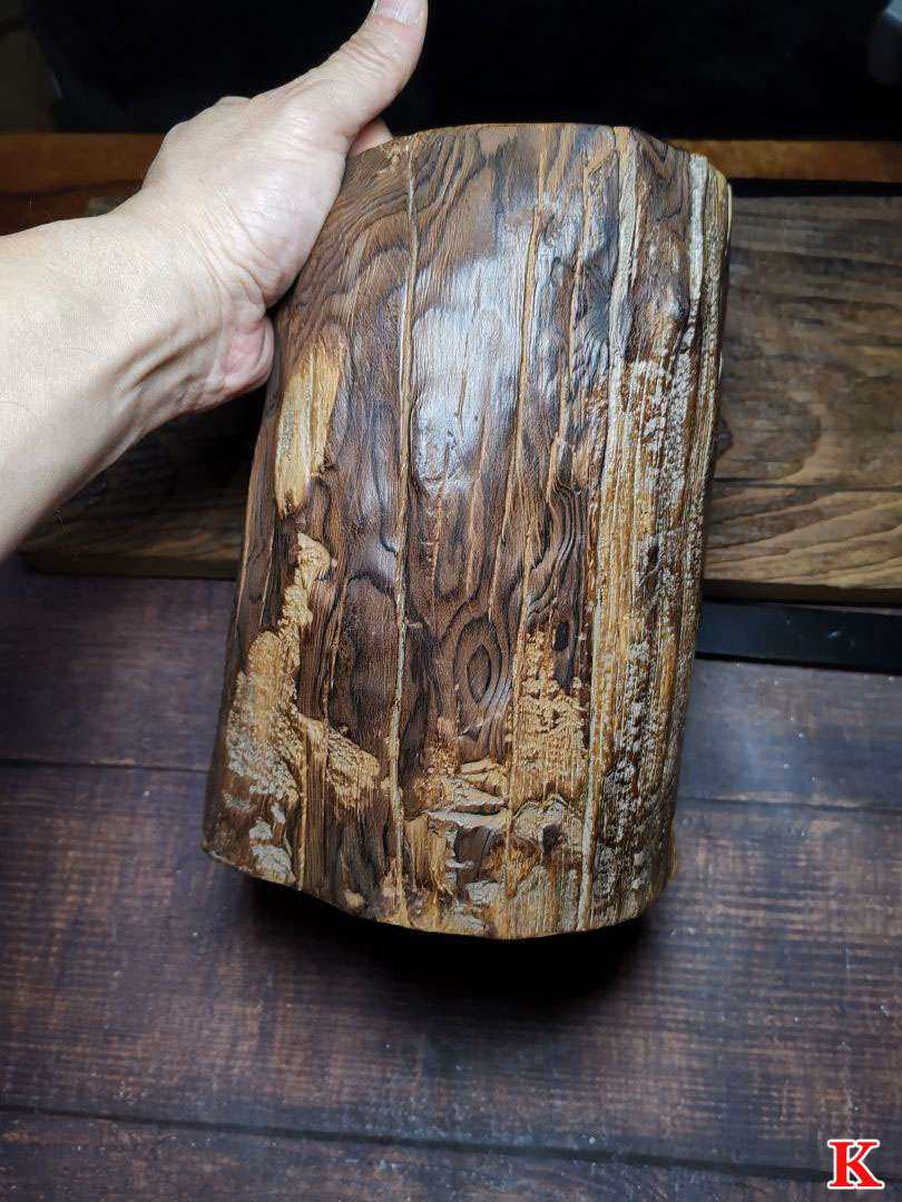 太行崖柏千年黑油雷击骨料随型笔筒花瓶原木毛料居家摆件文房四宝