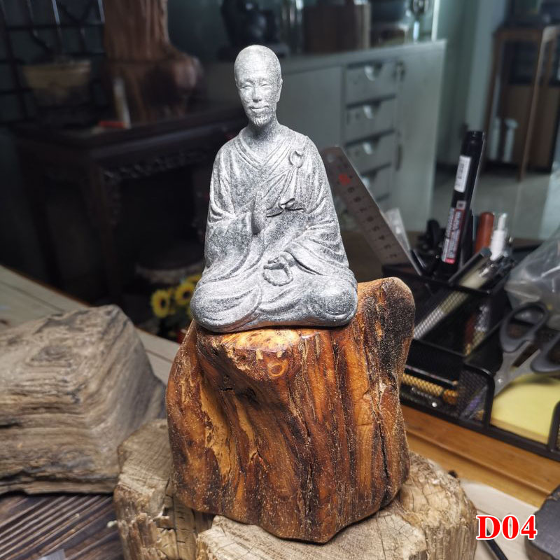 天然太行崖柏意境精美虎皮纹原木小木墩木质底座文玩托减压手把件