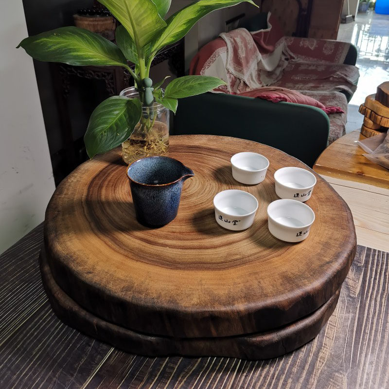 巨型香樟木干泡台圆桌茶盘天然原汁原味无漆无胶实木红樟香味浓郁