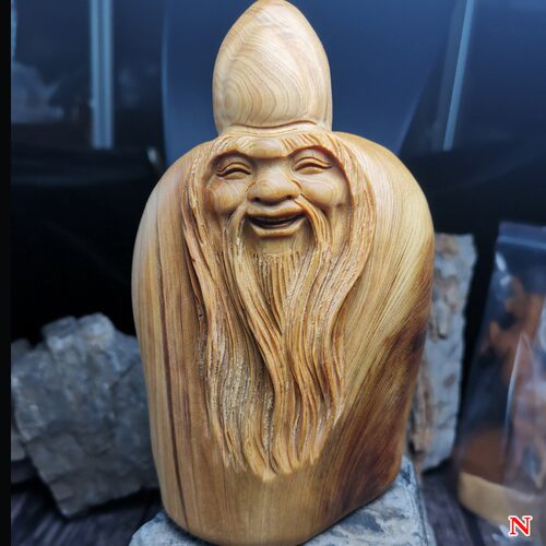 太行崖柏原木手雕寿星手把件摆件