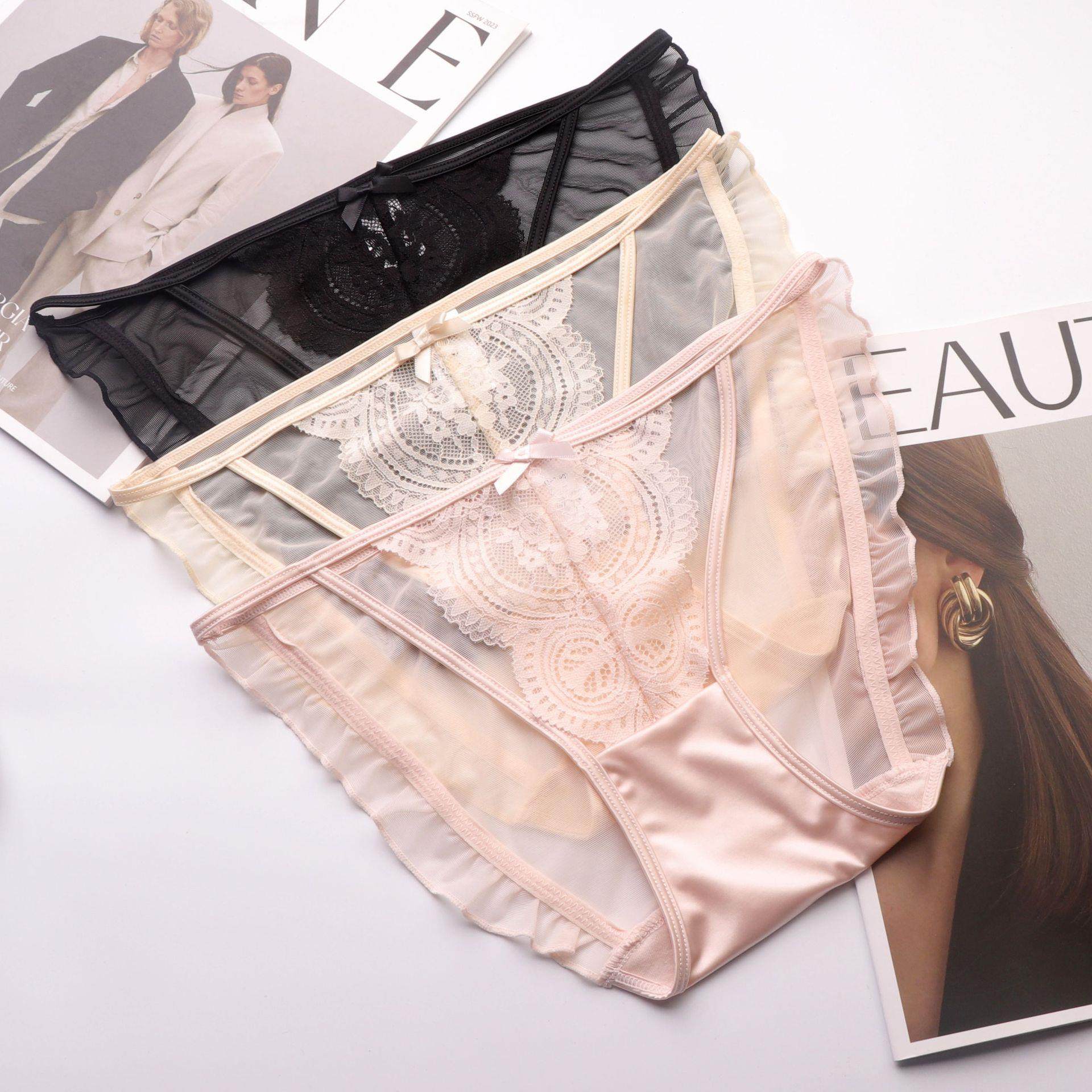 Satin lace panties for girls youth hip-wrapped temptation