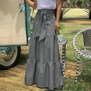 Large Bandage Long Pleated Skirt Casual Womens Size Loose