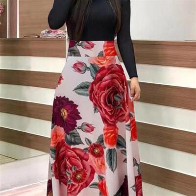 Short Dress Long Swing Dress Colorblock Sleeve Clothing