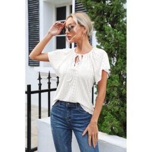 loose short ladies shirts neck sleeved crew