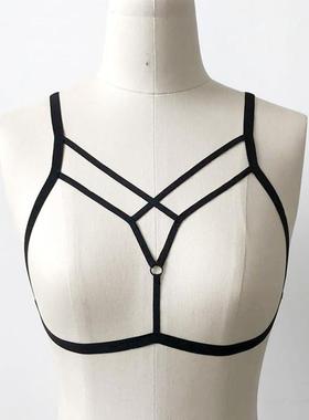 top neck hollow color bra band halter solid fashion Sexy