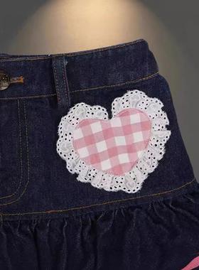 mature light petite skirt denim pleated high-grade pink