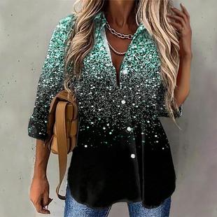 size shiny shirts fashion womens ladies shirt long large