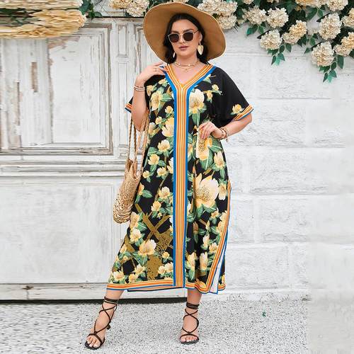 Plus Size Dress Beach Cover Up Holiday Sun Protection Shirt