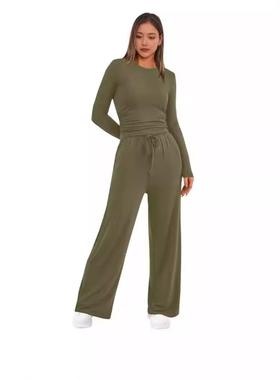 pleated color trousers casual waist sleeve with suit Solid