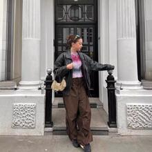 Fashionable hot girl wide leg pants woven loose