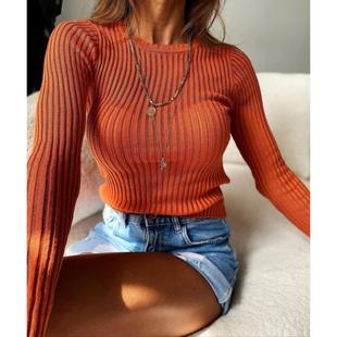 pullover through ladies casual knitwear solid ribbed see