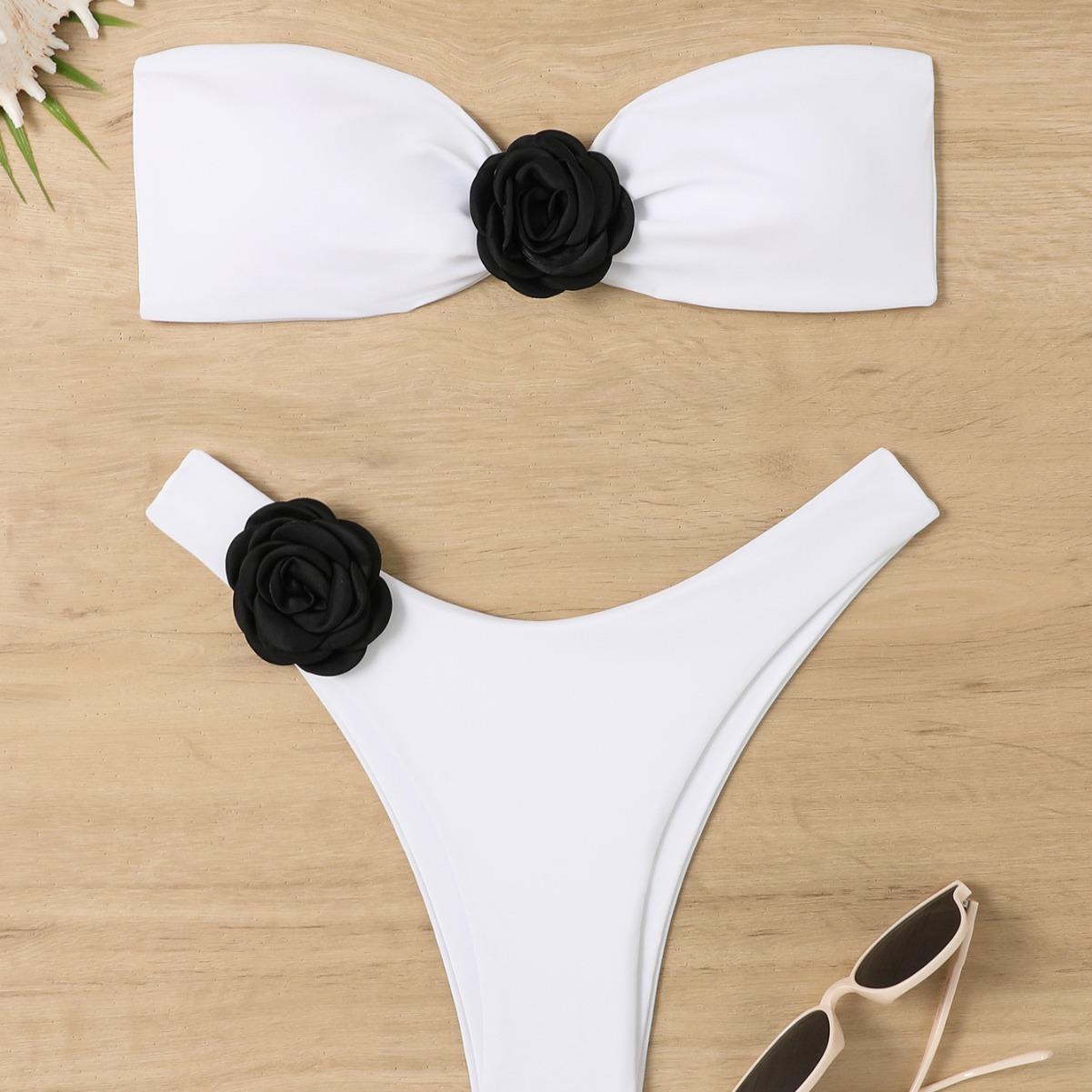 Two-piece swimsuit sexy backless big chest steel support