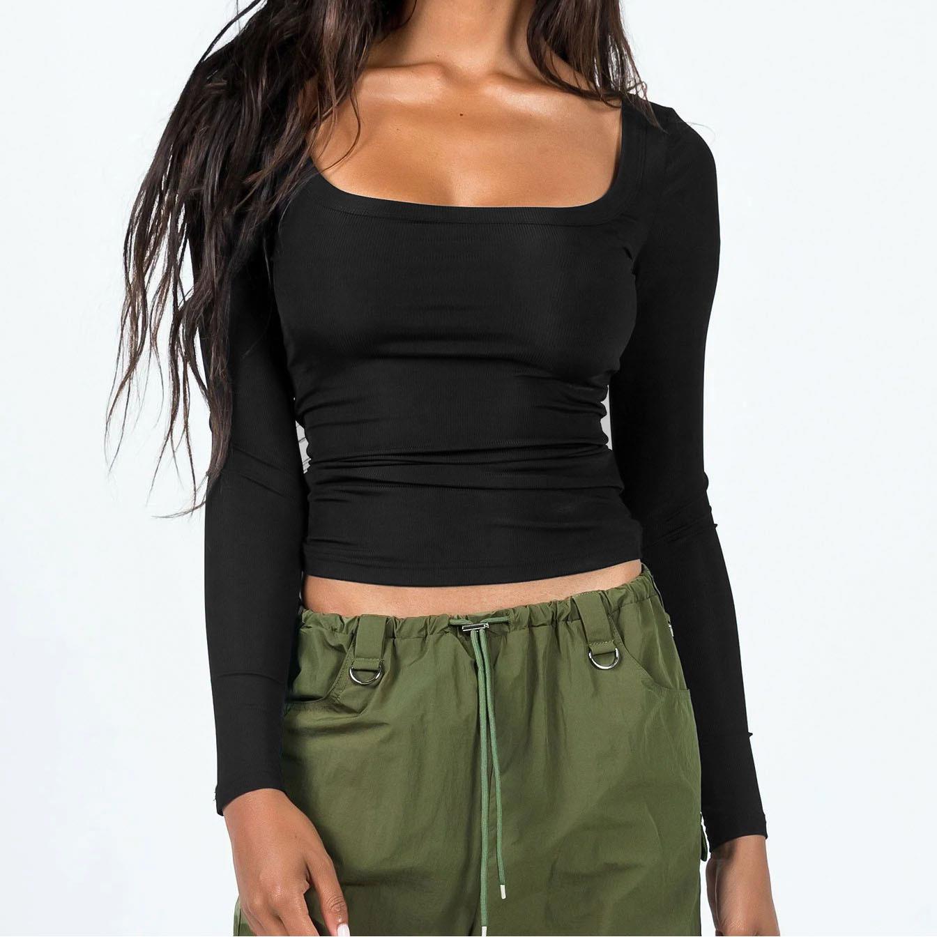 women s going out dupe crop long solid slim fit backless