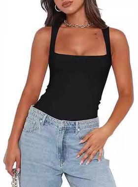 womens sleeveless tight tank underlay jumpsuit