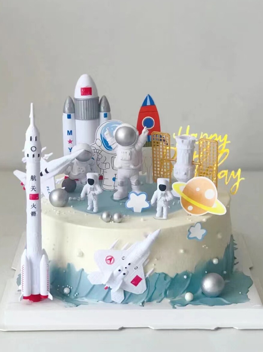 우주 꿈 어린이 우주 비행사 생일 케이크 장식 장식품 소년 인터넷 연예인 어린이 날 베이킹 액세서리