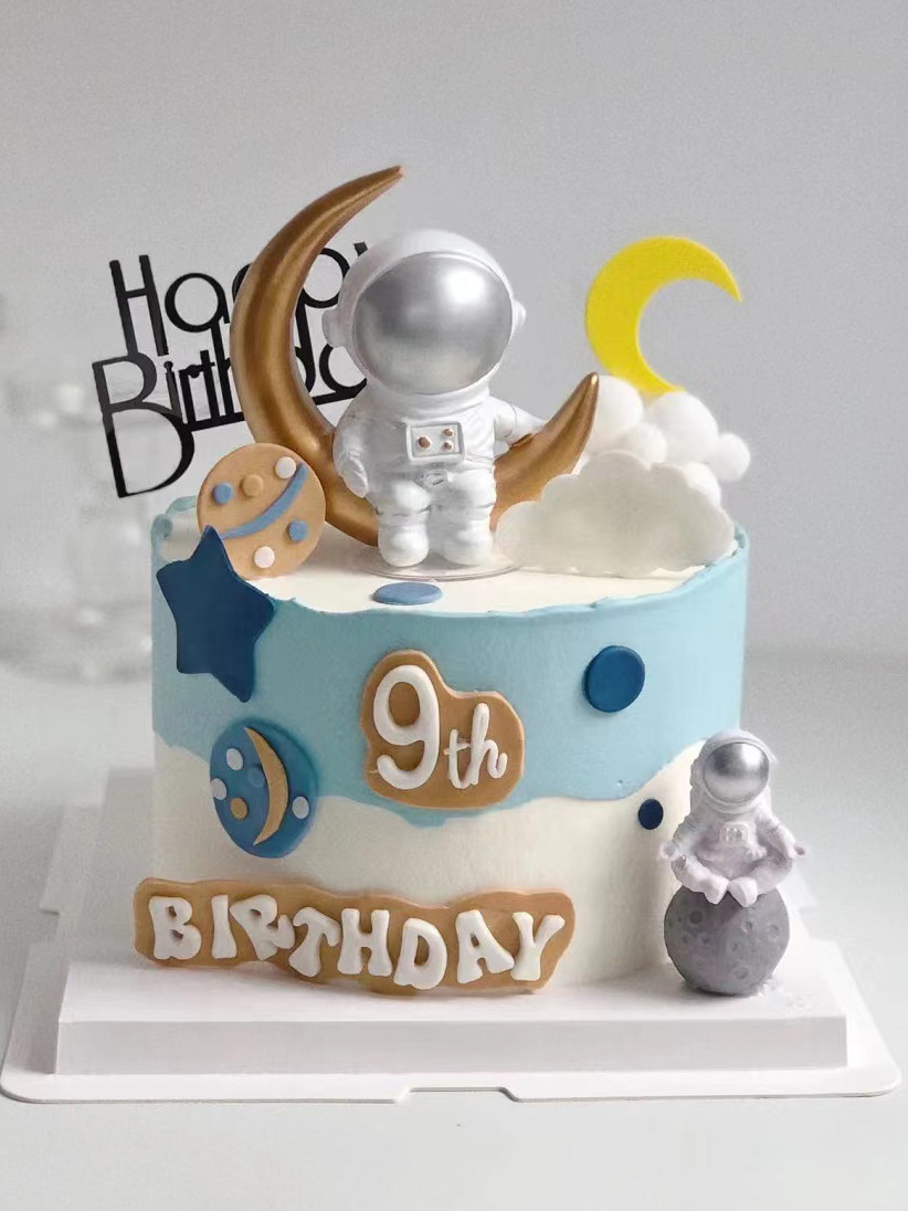 우주 꿈 어린이 우주 비행사 생일 케이크 장식 장식품 소년 인터넷 연예인 어린이 날 베이킹 액세서리