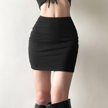 辣妹黑色半身裙女夏季新款高腰显瘦包臀短裙性感紧身弹力一步裙子