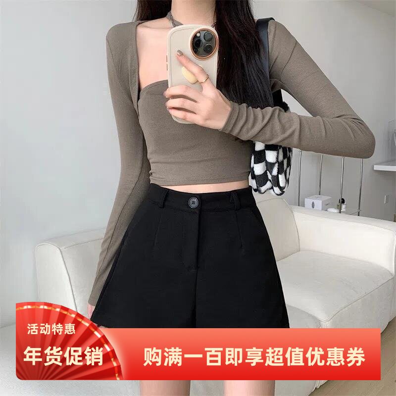 阔腿裤女2026年新款黑色短裤女毛呢靴裤秋冬款显瘦高腰a字阔腿裤