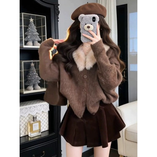 小香风气质毛领软糯针织开衫女装2026秋冬新款百搭巨好看毛衣外套