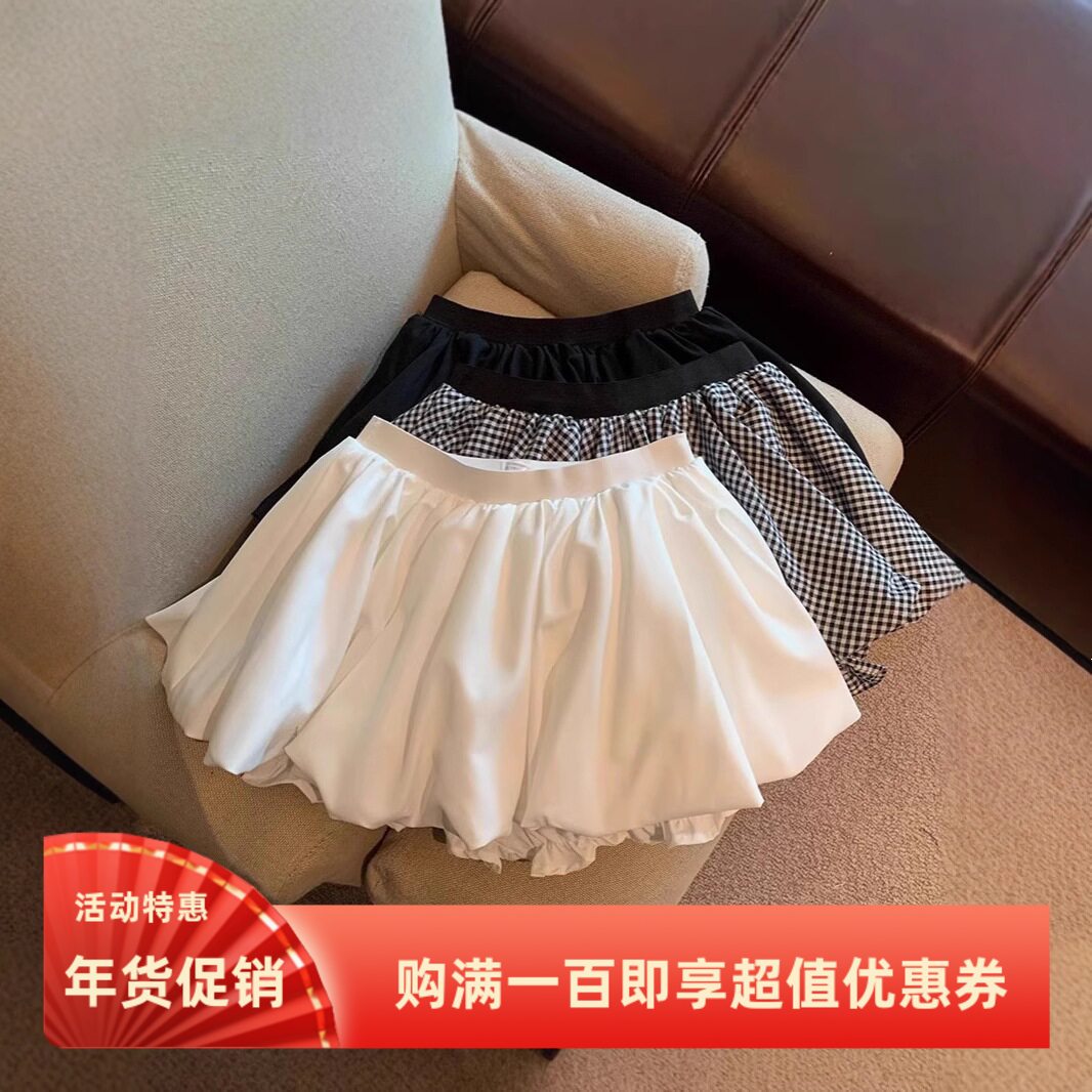 半裙辣妹防走光蓬蓬超短裙裤白色