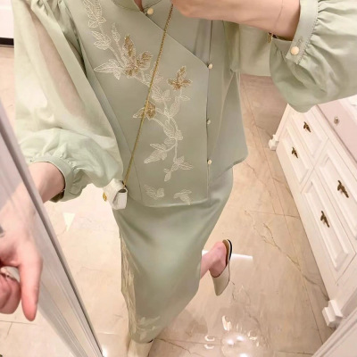 新中式中国风禅意茶服两件套装改良旗袍连衣裙春装女装2025年新款
