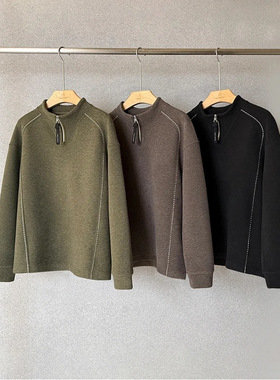 【冬季磨毛加厚明线半拉链立领卫衣】纯色立领卫衣5202