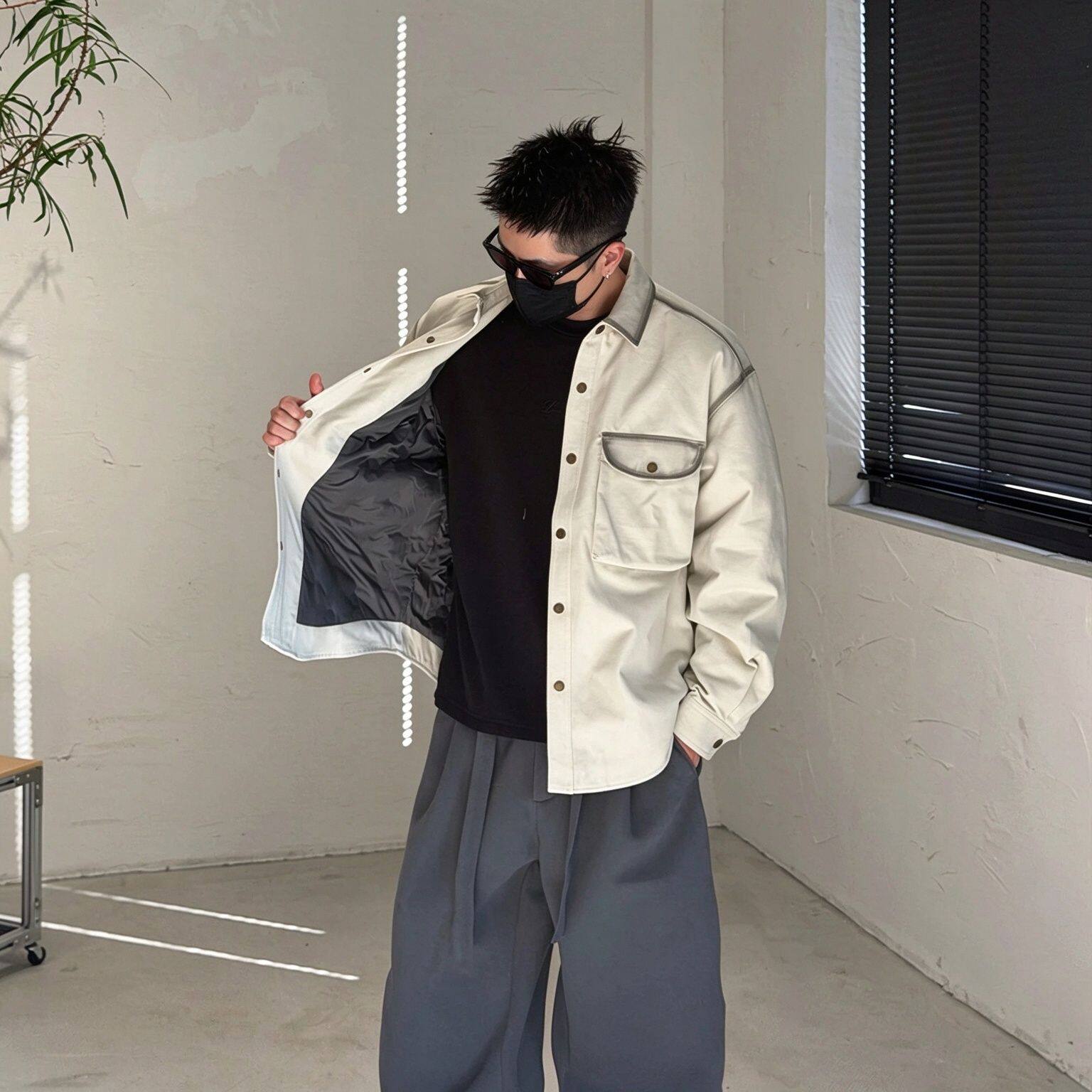 兄弟质造26ss秋冬新款宽松90白鸭绒立领衬衫款轻薄羽绒服外套男潮