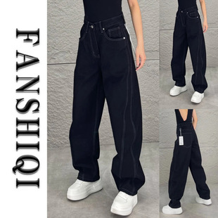 加贝男库复古潮流高级感男士新款弯刀设计休闲牛仔裤宽松百搭长裤