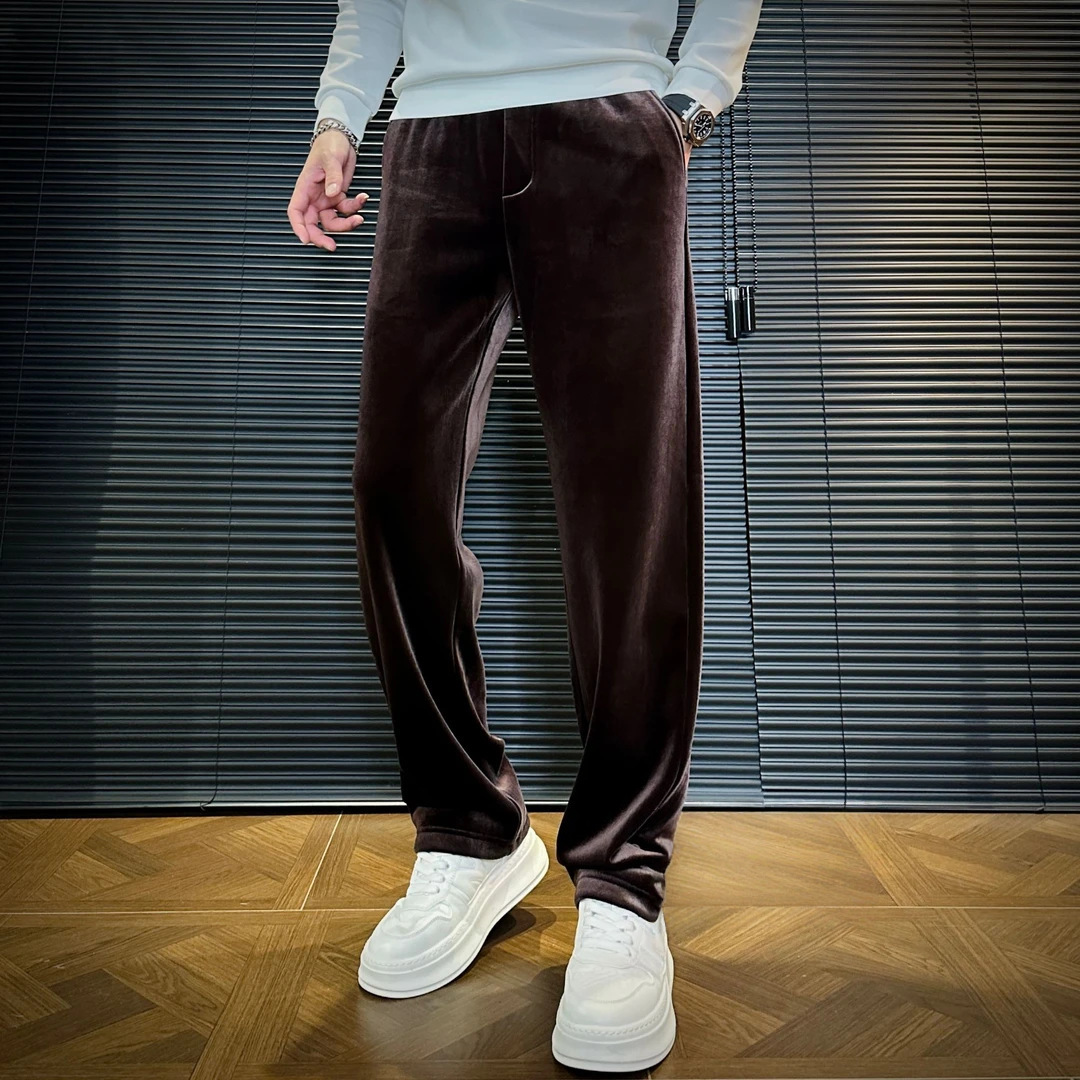 2025男装男士冬季潮流时尚舒适加厚加绒高端简约修身休闲裤9131