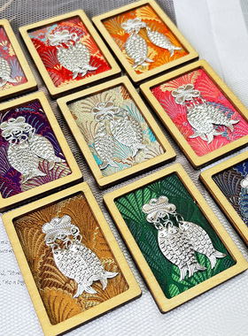 木制非遗苗银织锦冰箱贴贵州湘西云南旅游文创纪念品