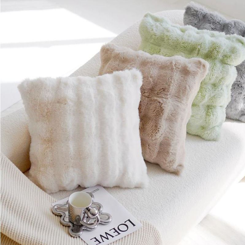 毛绒沙发客厅靠枕办公室靠背靠垫抱枕绒面双面绒方形抱枕套35x35