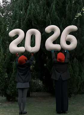 2026新年拍照气球跨年闺蜜情侣朋友出片氛围户外场景布置装饰道具