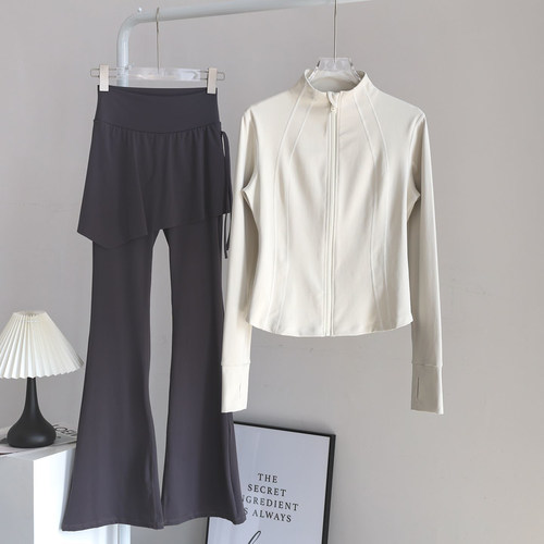 秋冬长袖拉链开衫立领健身外套女